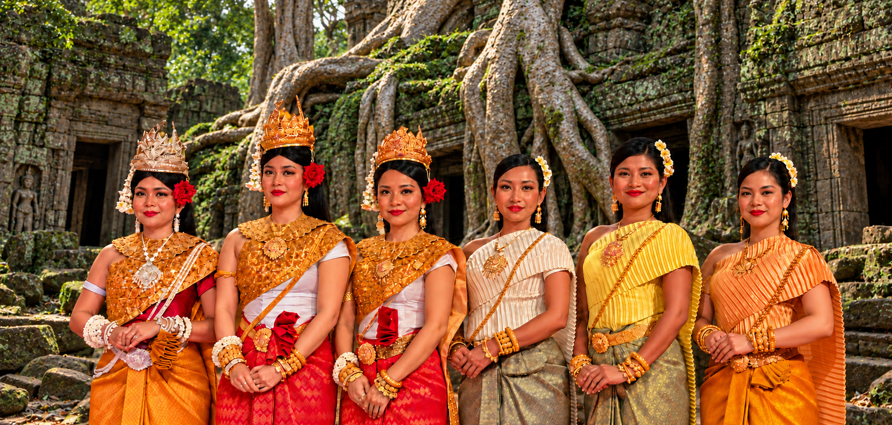 Tanzgruppe vor Ta Prohm